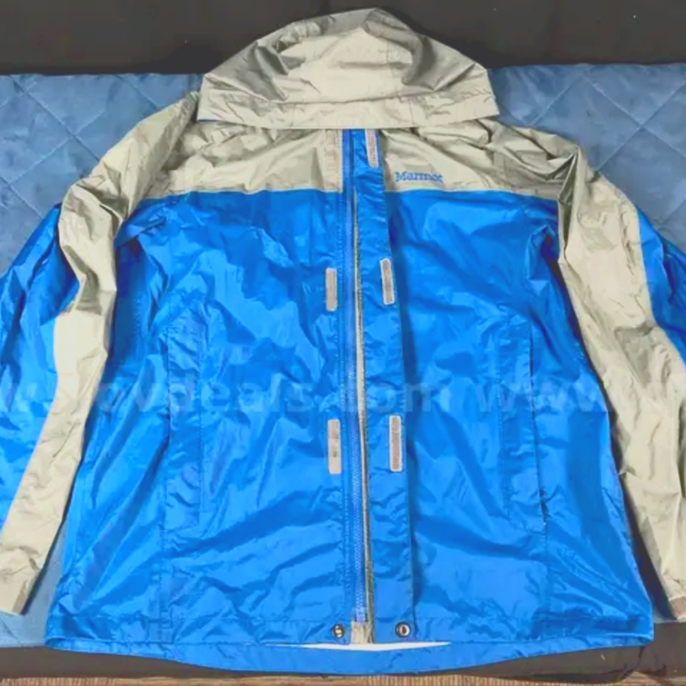 Marmot Jacket Mens L Precip Hooded Rain Full Zip Waterproof Outdoors
